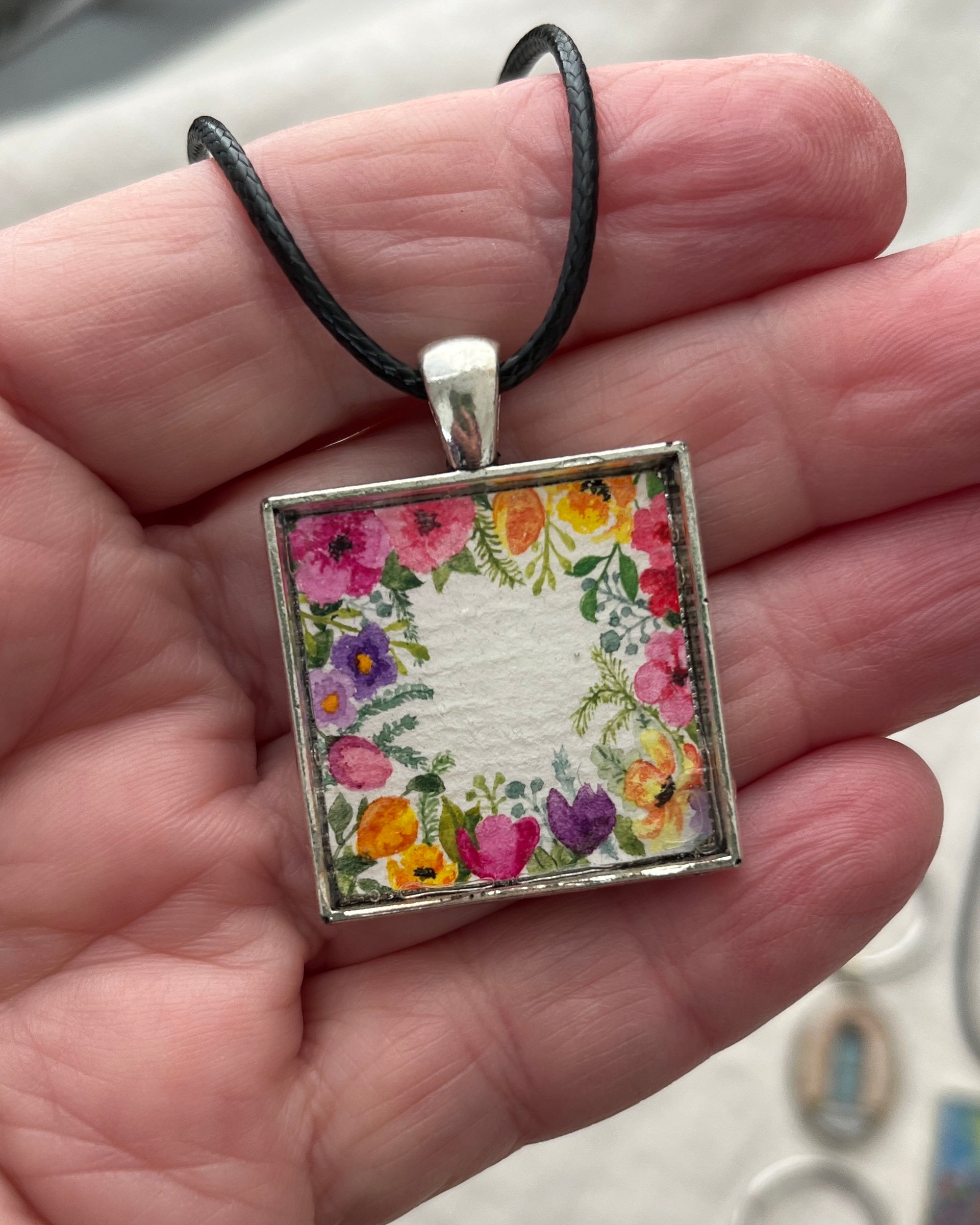 Original watercolour necklace or key ring - imperfect