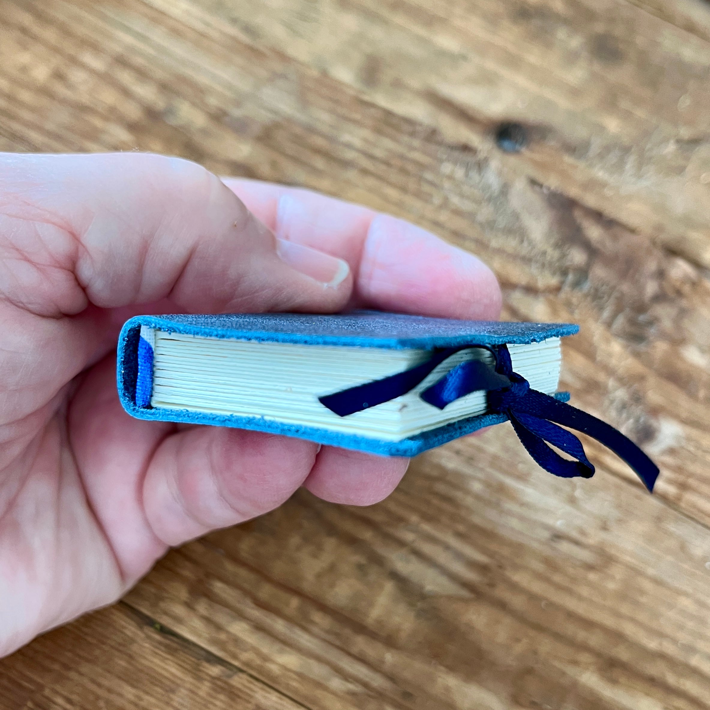 Mini handmade journal with genuine leather cover - blank pages