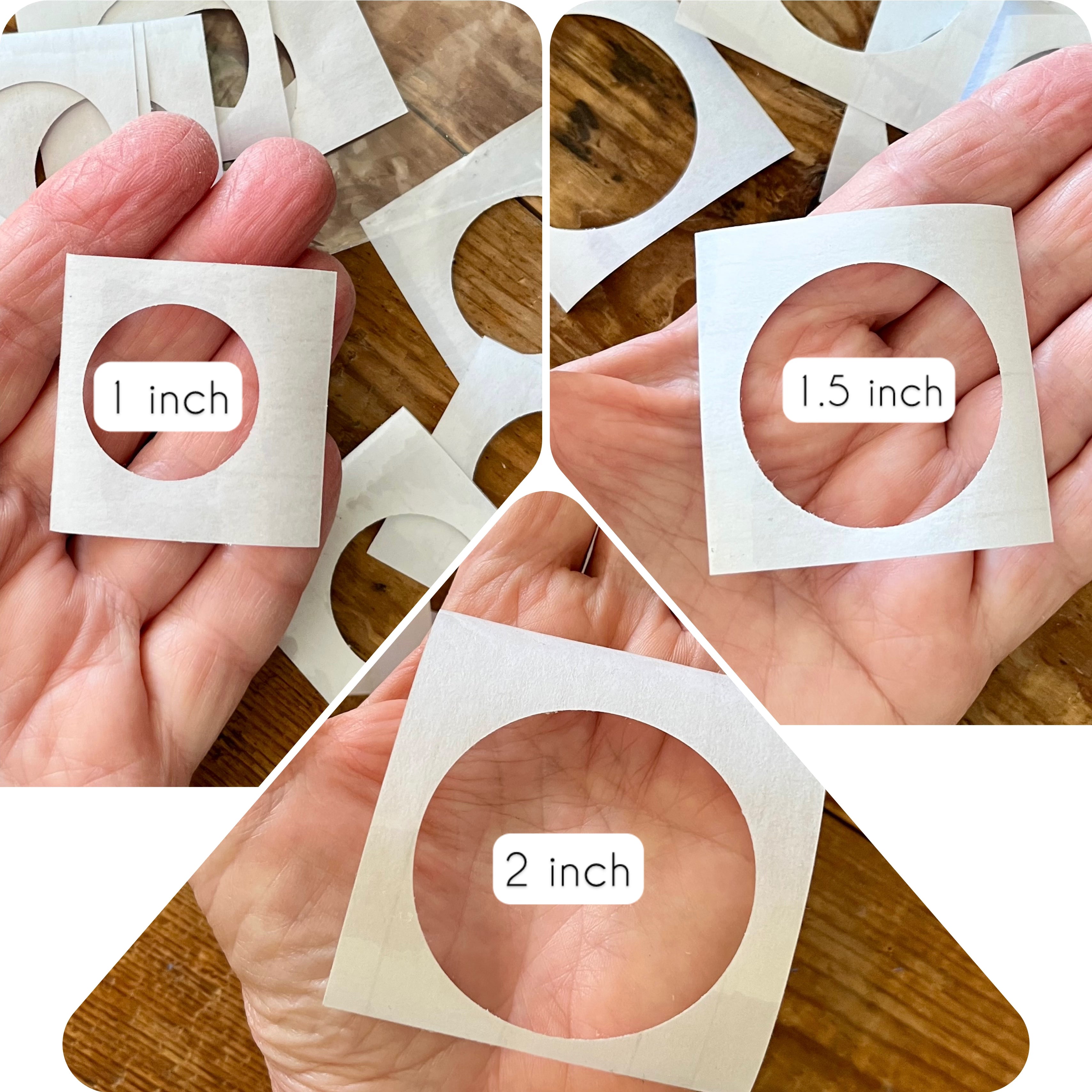 Clear tape circle set -  1, 1.5 and 2 inch x 10 of each