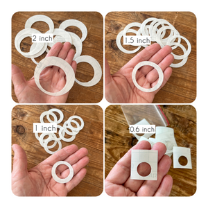 Clear tape circle template set No 2 -  0.6, 1, 1.5 and 2 inch x 10 of each