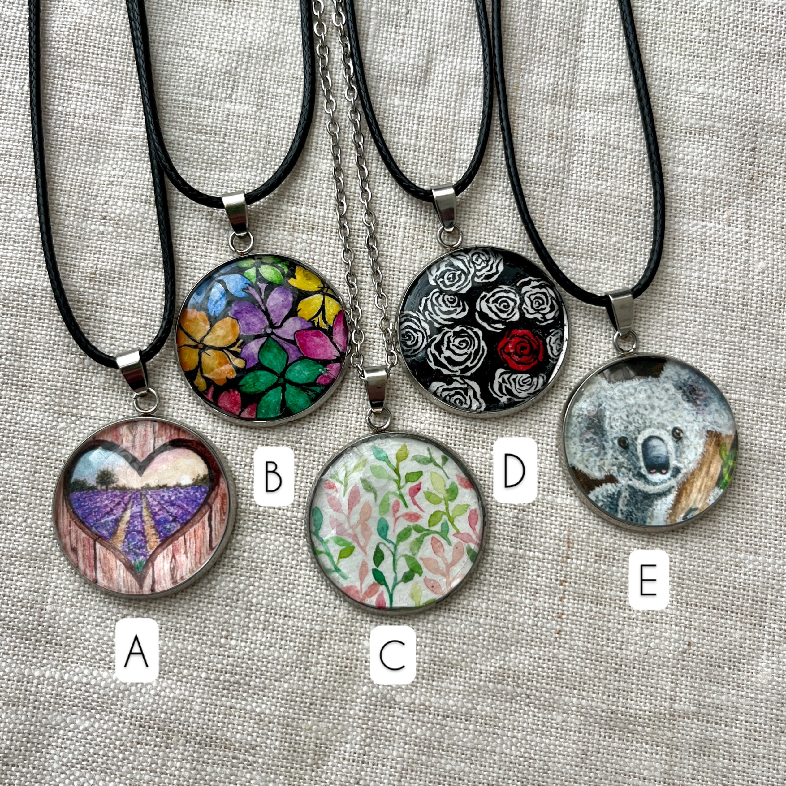 Original watercolour or limited edition print necklace - imperfect