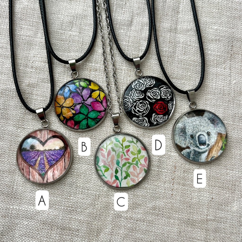 Original watercolour or limited edition print necklace - imperfect