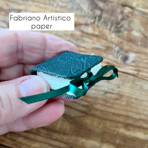 Square 1 inch handmade mini journal in genuine leather - blank pages