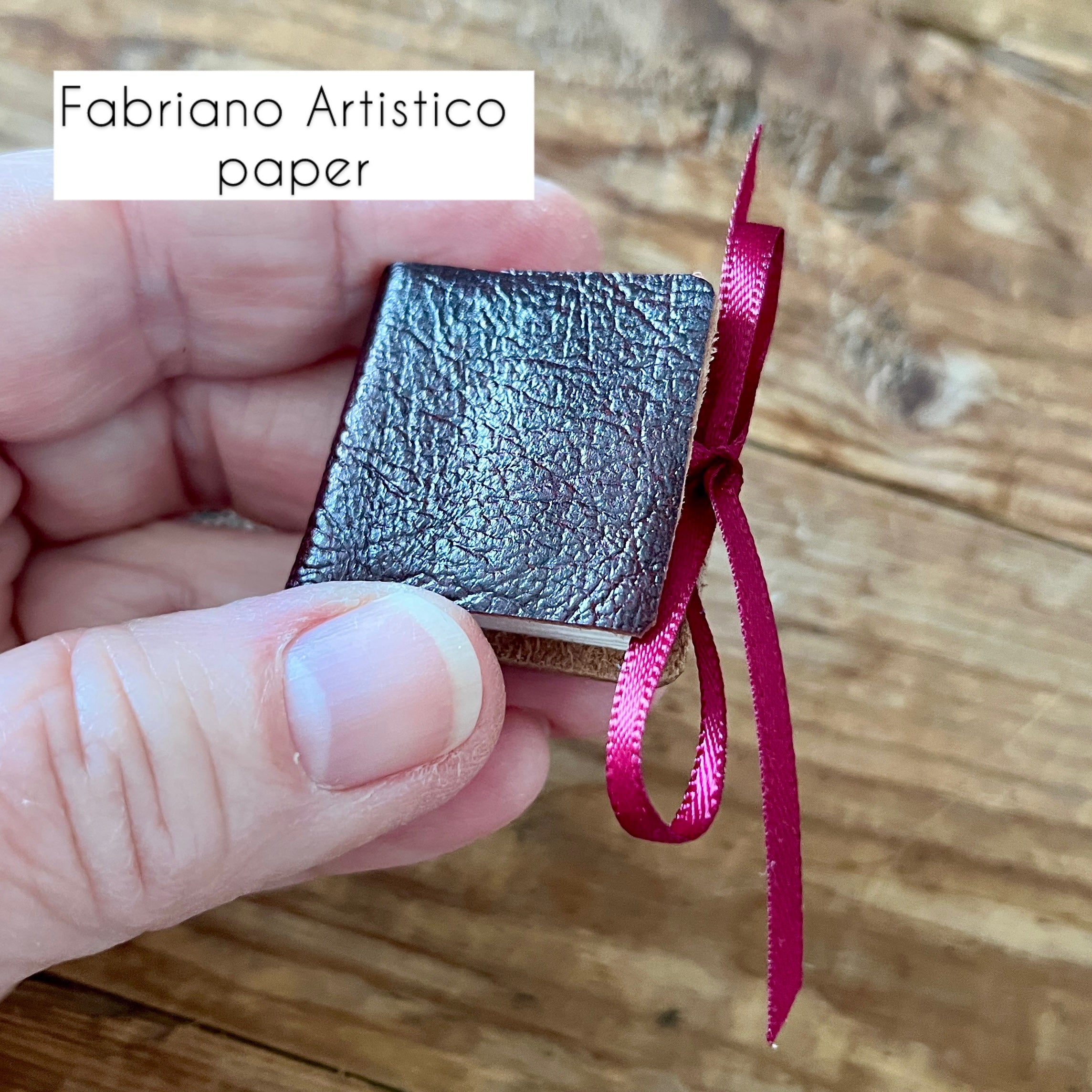 Square 1 inch handmade mini journal in genuine leather - blank pages