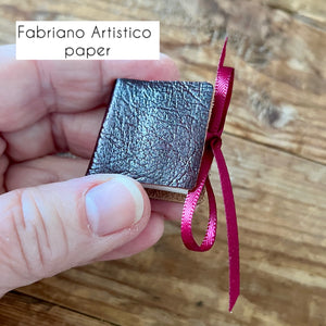 Square 1 inch handmade mini journal in genuine leather - blank pages