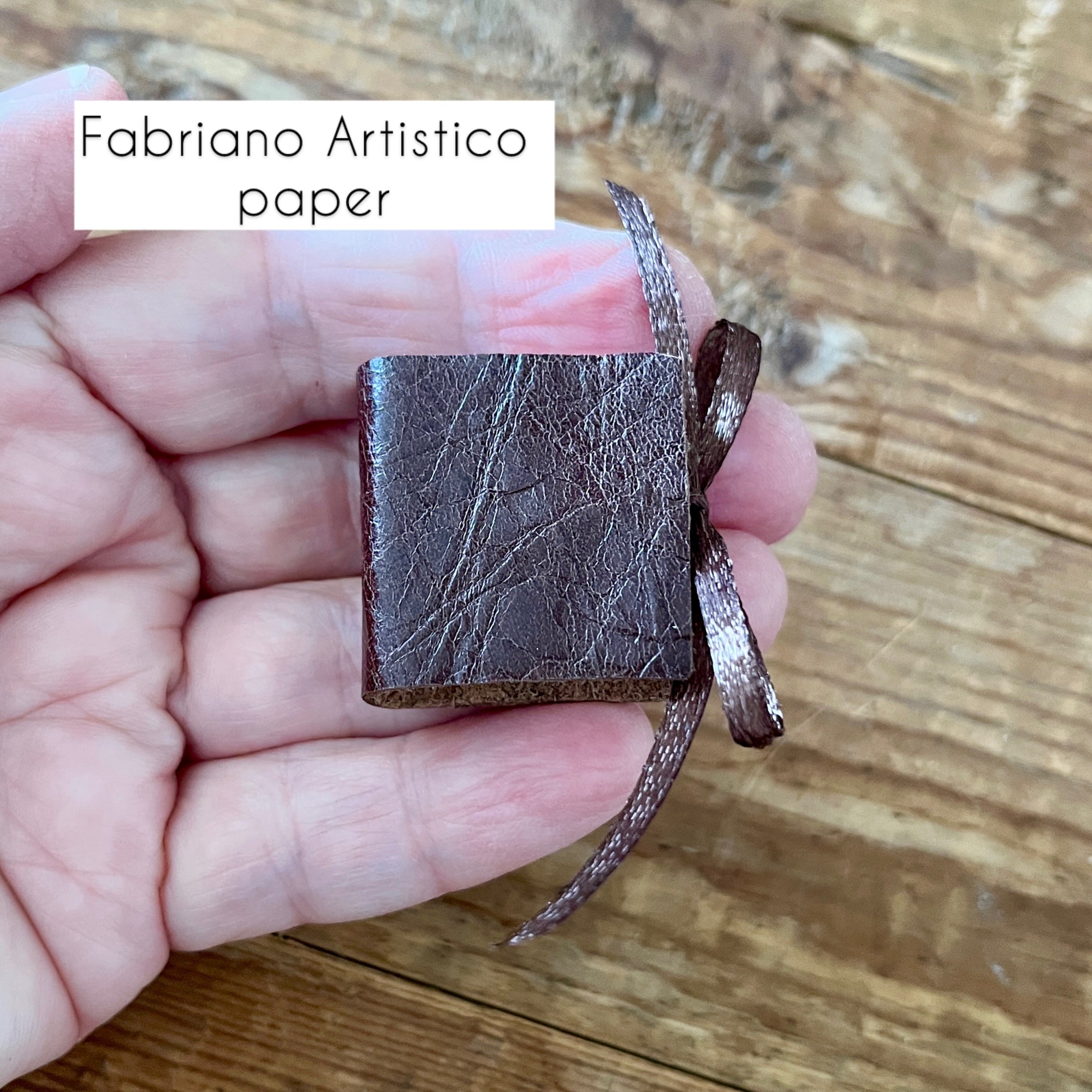 Square 1 inch handmade mini journal in genuine leather - blank pages