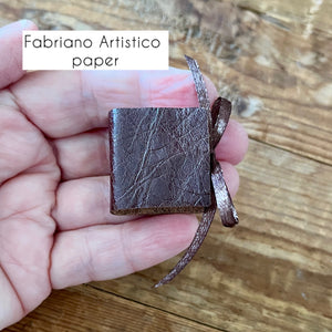 Square 1 inch handmade mini journal in genuine leather - blank pages