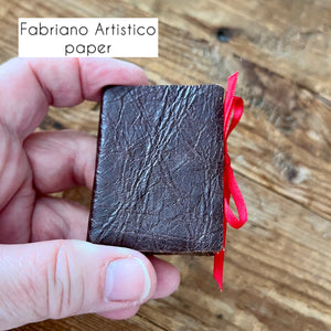 Mini handmade journal with genuine leather cover - blank pages