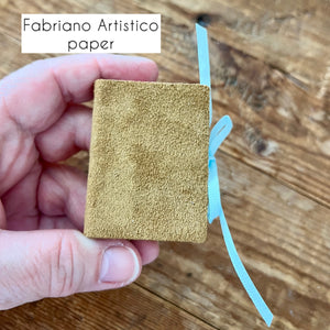 Mini handmade journal with genuine suede leather cover - blank pages