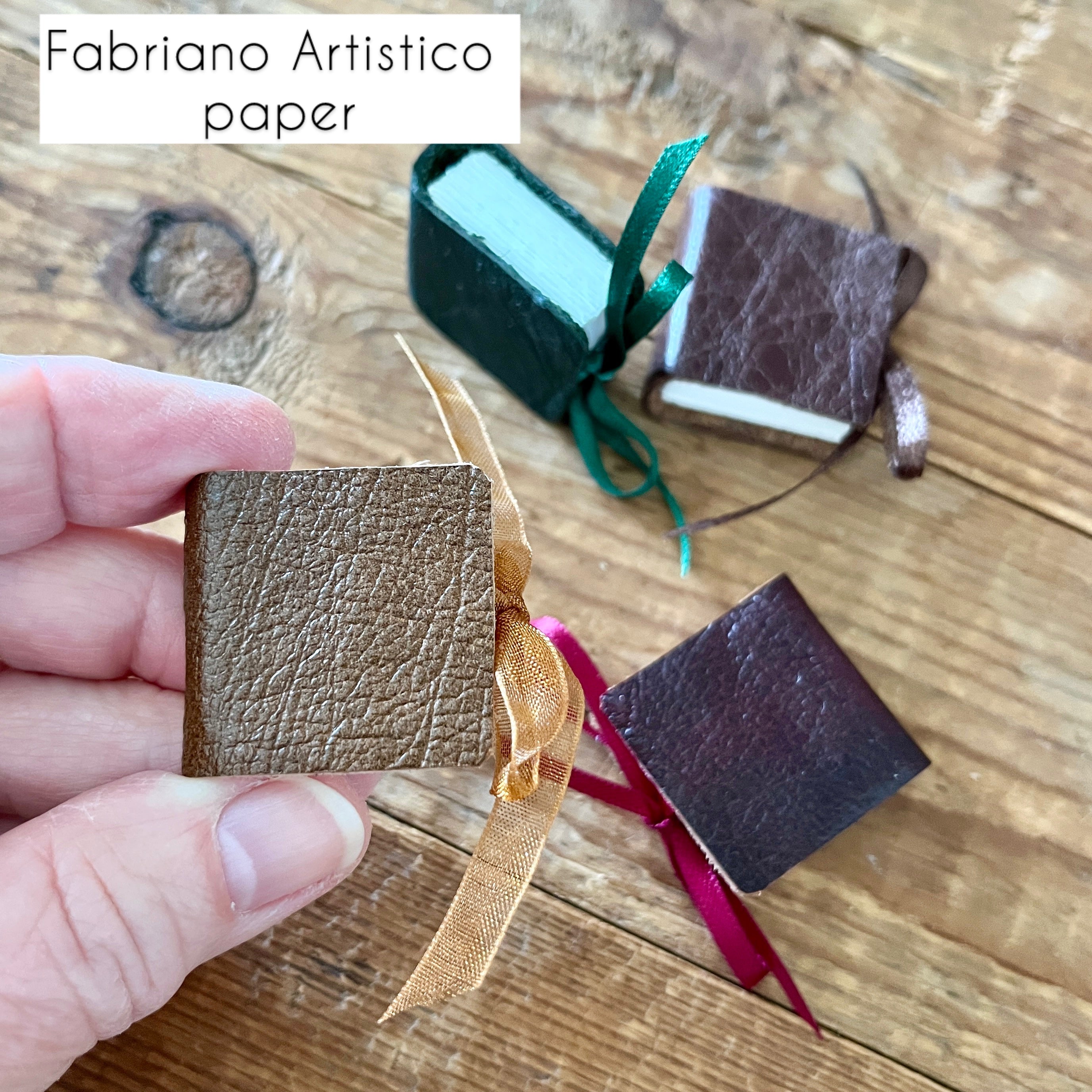 Square 1 inch handmade mini journal in genuine leather - blank pages