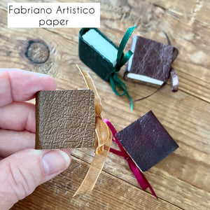 Square 1 inch handmade mini journal in genuine leather - blank pages