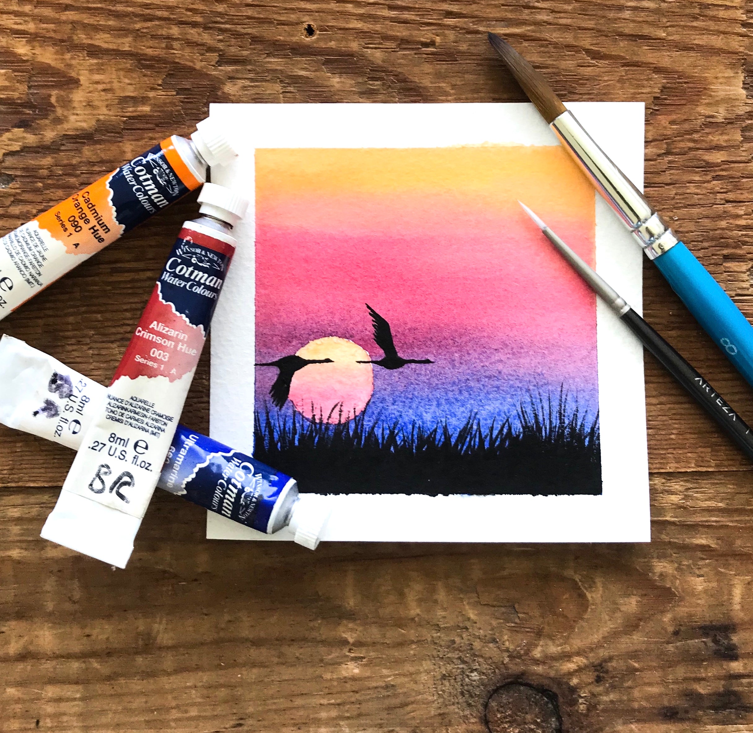 Watercolour sunset