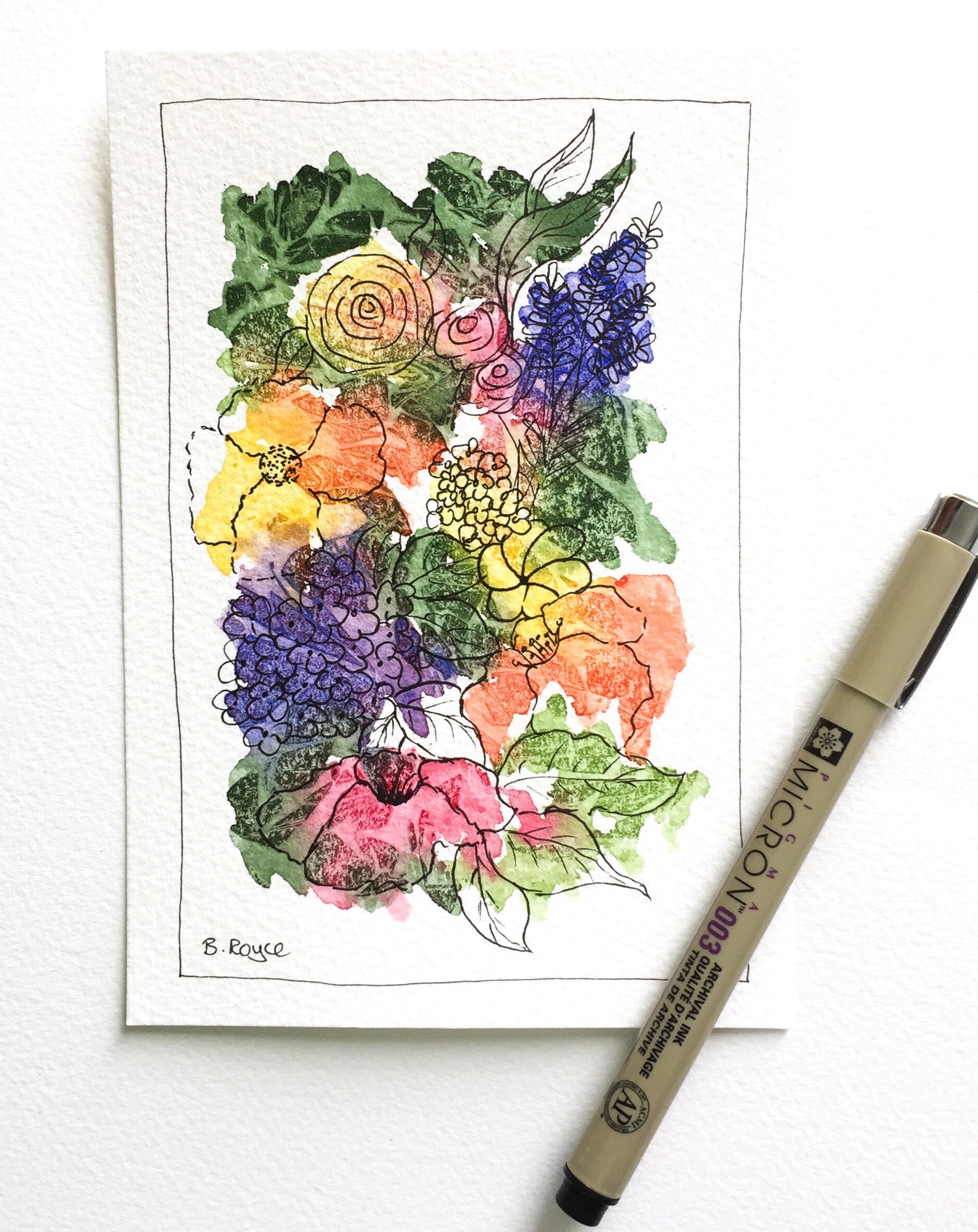Abstract flowers with ink